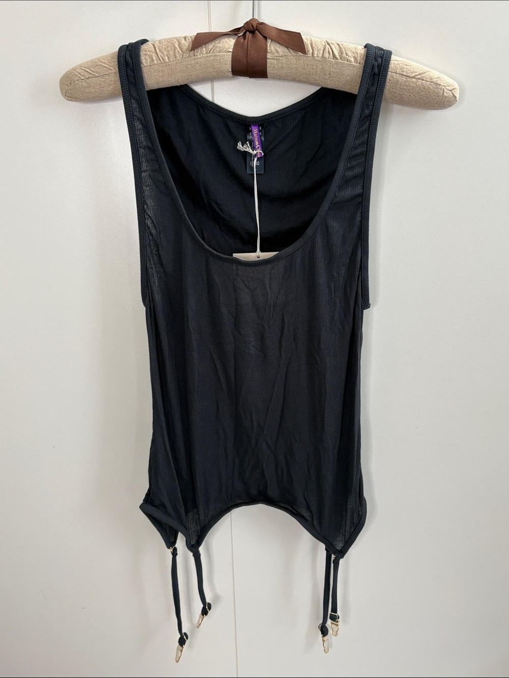 Maison Close La Femme Amazone Dark Gray Women's Sleeveless Garter Tank Top L